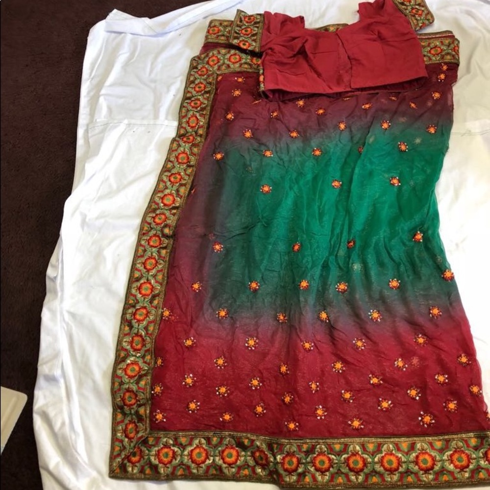 Indian three shaded color saree